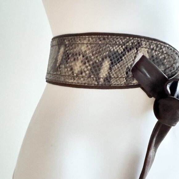 Marc Cain Leather Snakeskin Tie Front Belt - Picture 7 of 9